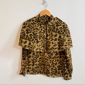 Black by Moussy Convertible Button Down Cape Style Leopard Top Size XS